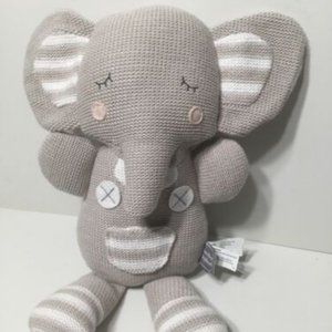 Theodore Elephant Plush Rattle 13" Stuffed Knit Baby Toy Lovey Living Textiles